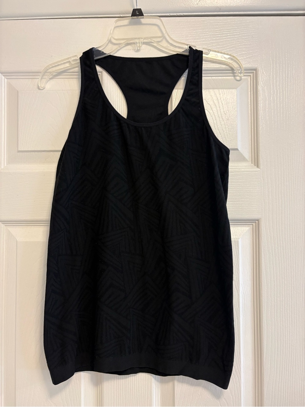 Fabletics Black Seamless Geometric Jacquard Racerback Workout Tank Top Size M
